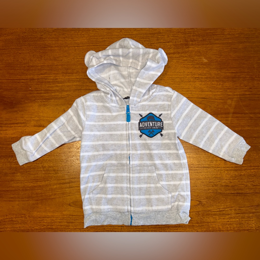 George | gray and white striped hooded sweater | size 2T